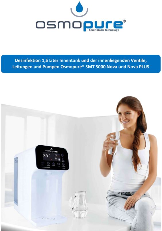 Desinfektion Innentank, Leitungen, Ventile Auftisch osmoseanlage - Wasserbar Osmopure SMT 5000